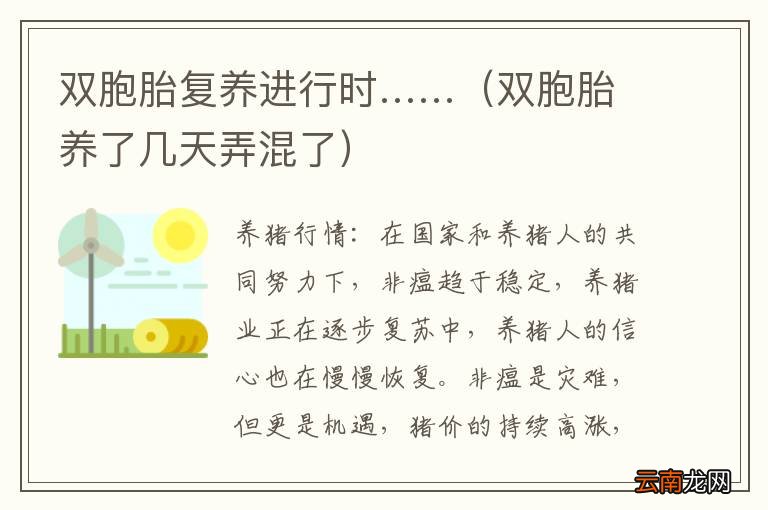 双胞胎养了几天弄混了 双胞胎复养进行时……