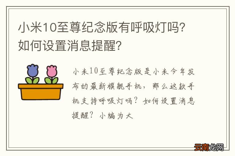 小米10至尊纪念版有呼吸灯吗？如何设置消息提醒？
