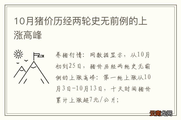 10月猪价历经两轮史无前例的上涨高峰