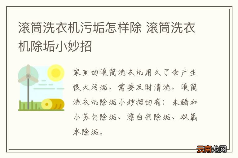 滚筒洗衣机污垢怎样除 滚筒洗衣机除垢小妙招
