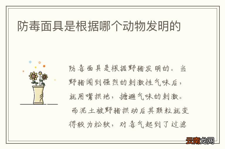 防毒面具是根据哪个动物发明的