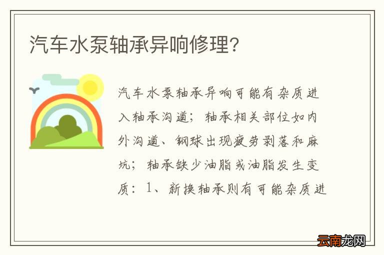 汽车水泵轴承异响修理?