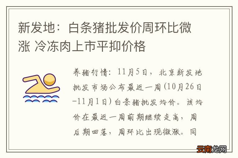 新发地:白条猪批发价周环比微涨 冷冻肉上市平抑价格