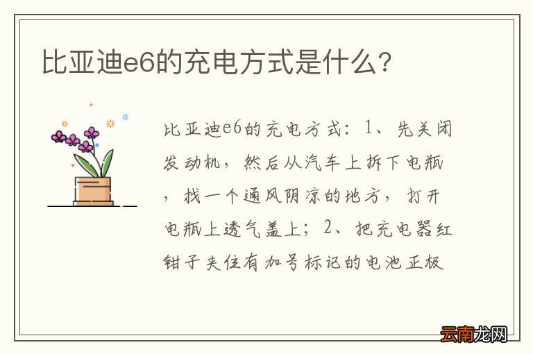 比亚迪e6的充电方式是什么?