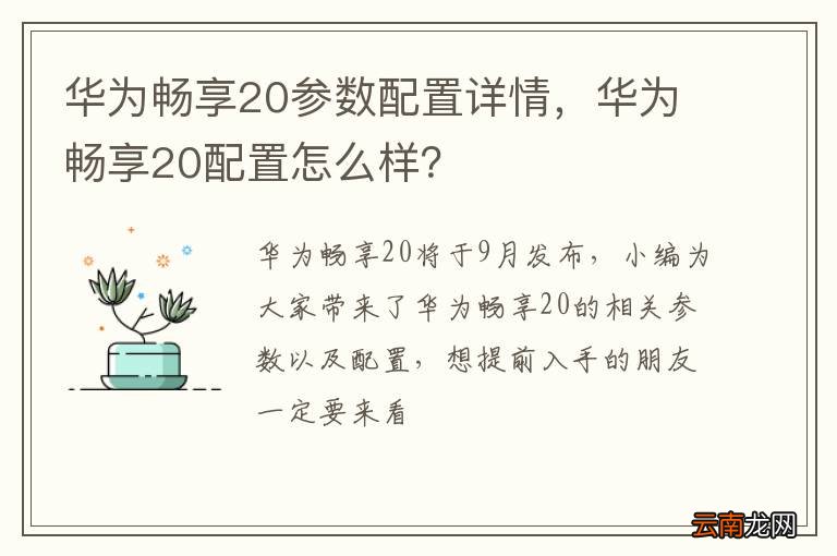 华为畅享20参数配置详情,华为畅享20配置怎么样?