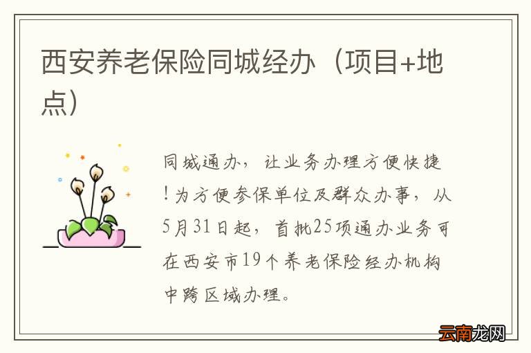 项目+地点 西安养老保险同城经办