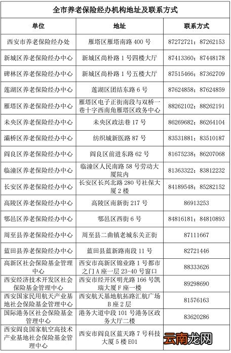 项目+地点 西安养老保险同城经办