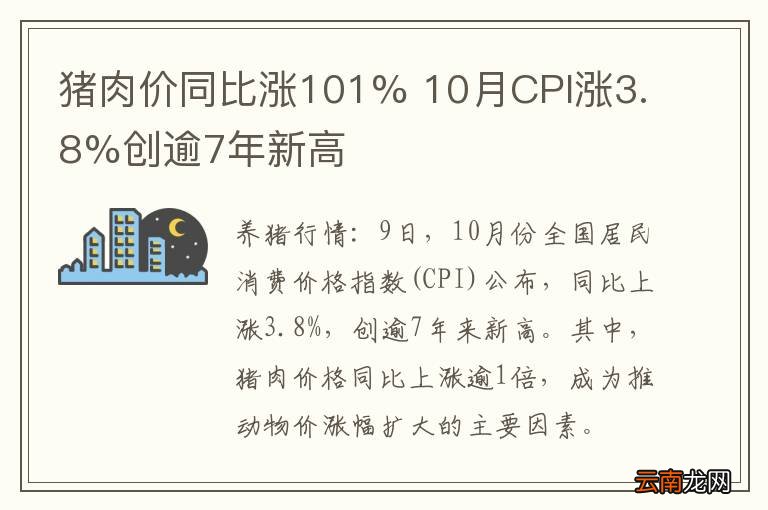 猪肉价同比涨101% 10月CPI涨3.8%创逾7年新高