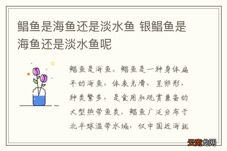 鲳鱼是海鱼还是淡水鱼 银鲳鱼是海鱼还是淡水鱼呢