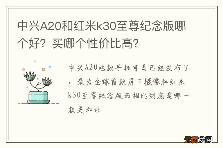 中兴A20和红米k30至尊纪念版哪个好？买哪个性价比高？