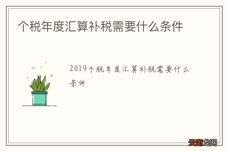 个税年度汇算补税需要什么条件