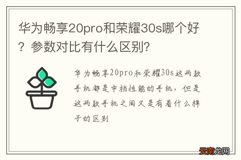 华为畅享20pro和荣耀30s哪个好？参数对比有什么区别？