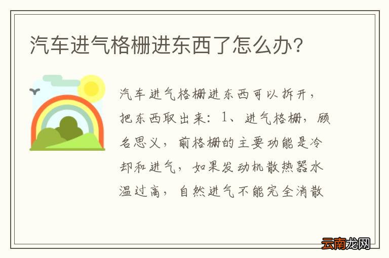 汽车进气格栅进东西了怎么办?