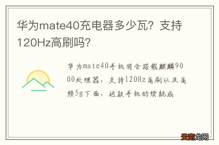华为mate40充电器多少瓦？支持120Hz高刷吗？