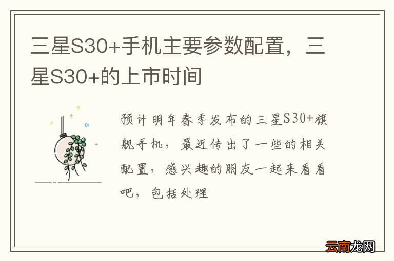 三星S30+手机主要参数配置，三星S30+的上市时间