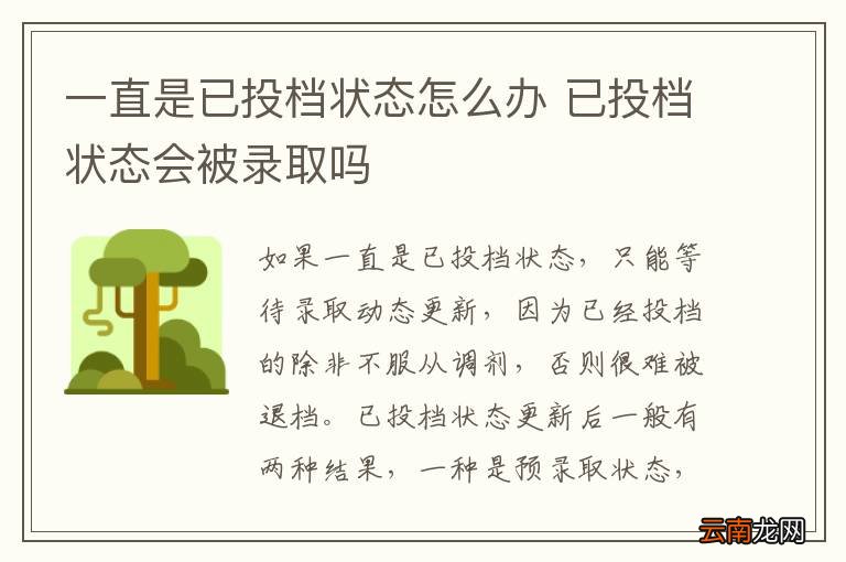 一直是已投档状态怎么办 已投档状态会被录取吗