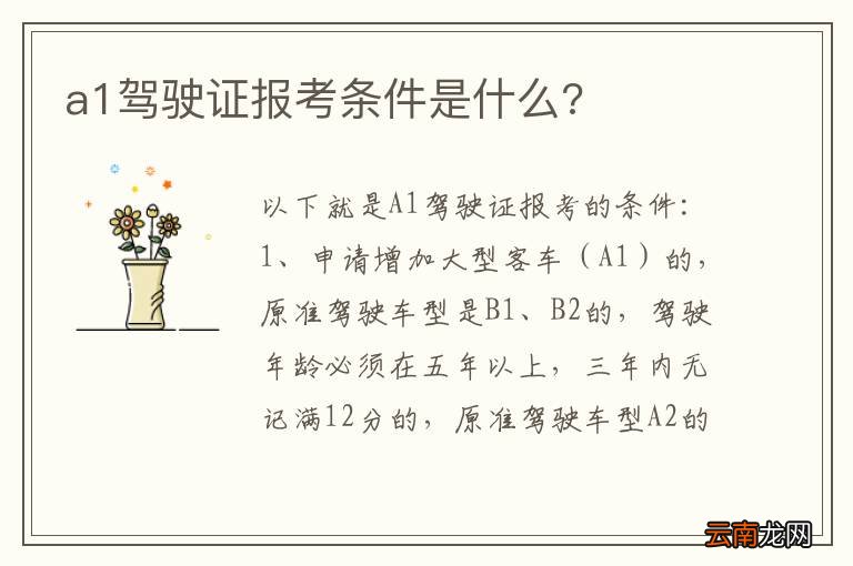 a1驾驶证报考条件是什么?