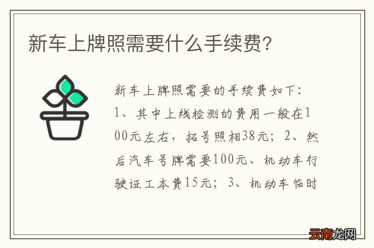 新车上牌照需要什么手续费?