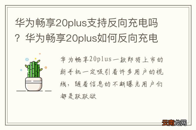 华为畅享20plus支持反向充电吗？华为畅享20plus如何反向充电