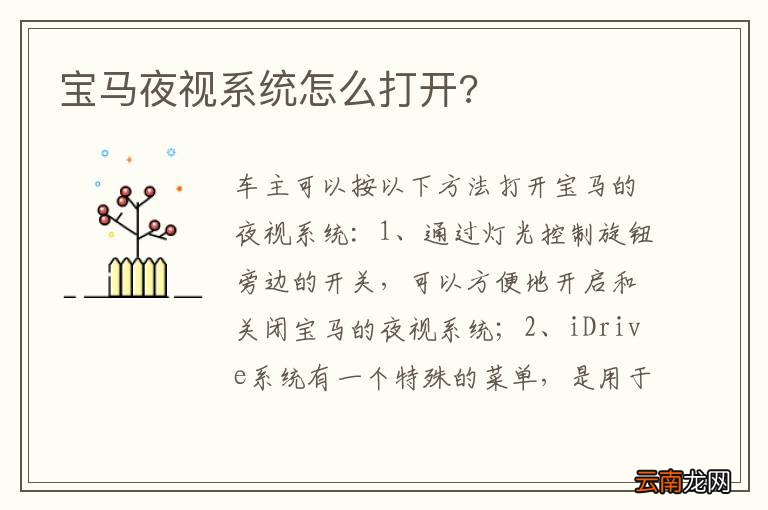 宝马夜视系统怎么打开?