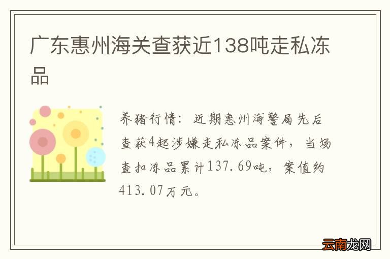 广东惠州海关查获近138吨走私冻品