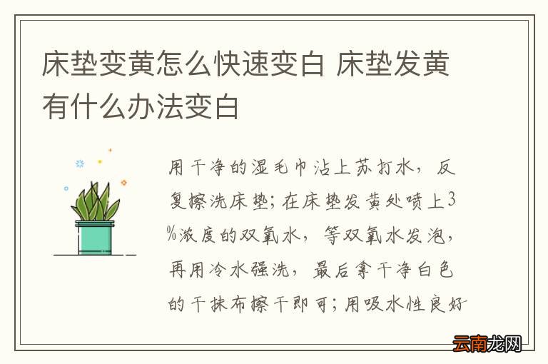 床垫变黄怎么快速变白 床垫发黄有什么办法变白