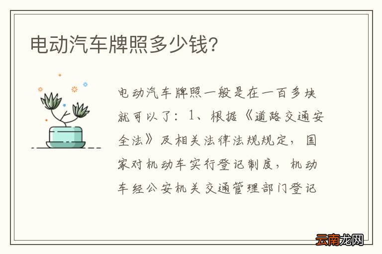 电动汽车牌照多少钱?