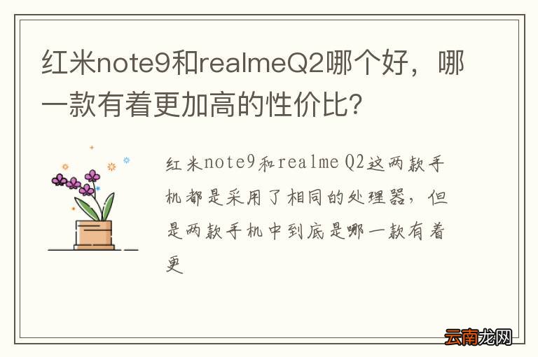 红米note9和realmeQ2哪个好，哪一款有着更加高的性价比？