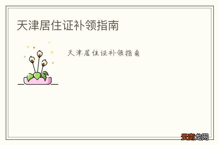 天津居住证补领指南