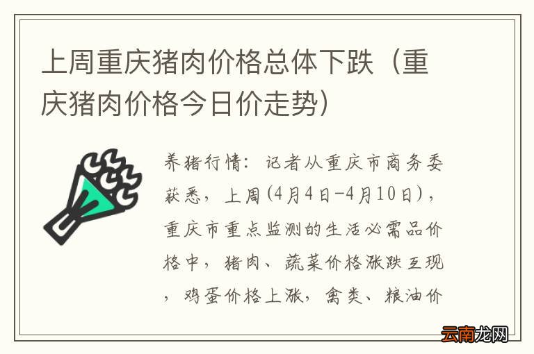 重庆猪肉价格今日价走势 上周重庆猪肉价格总体下跌