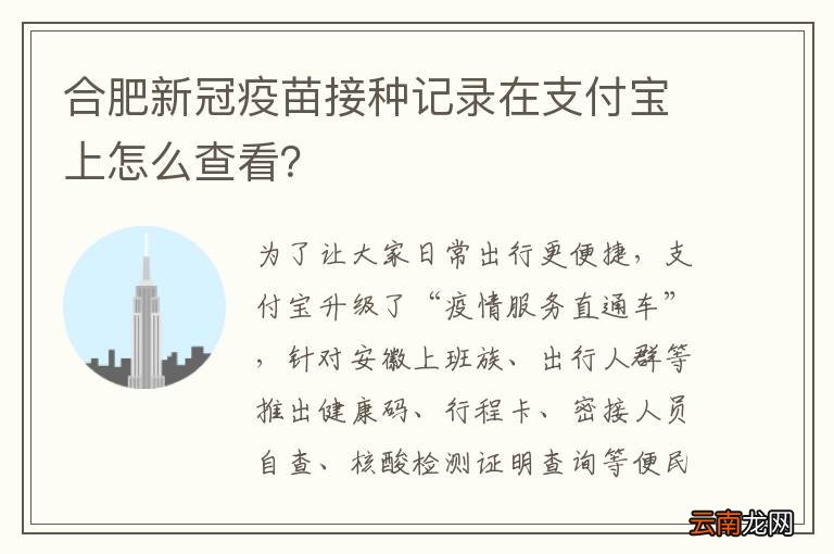 合肥新冠疫苗接种记录在支付宝上怎么查看？