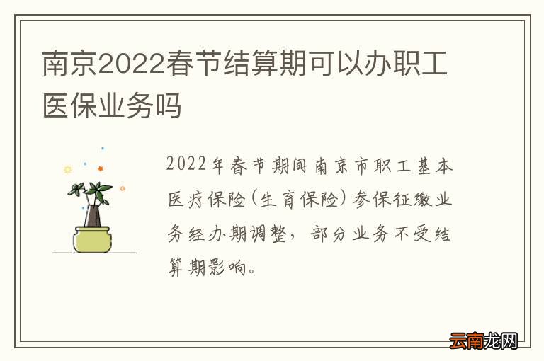南京2022春节结算期可以办职工医保业务吗