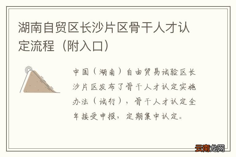 附入口 湖南自贸区长沙片区骨干人才认定流程