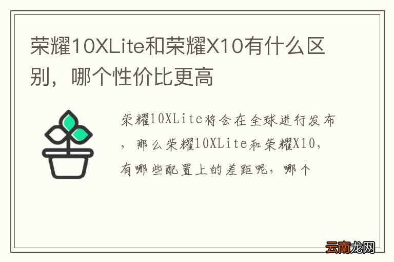 荣耀10XLite和荣耀X10有什么区别，哪个性价比更高