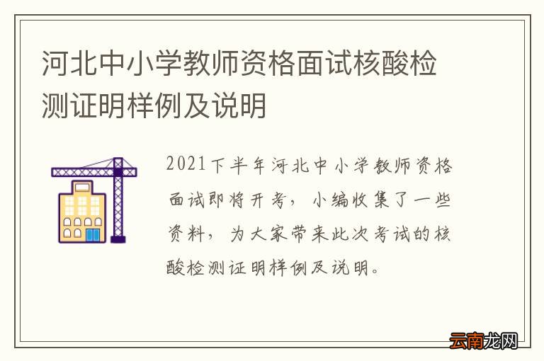 河北中小学教师资格面试核酸检测证明样例及说明