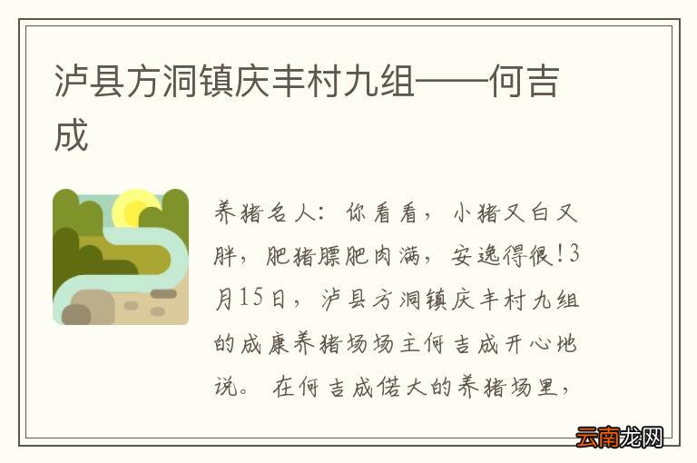 泸县方洞镇庆丰村九组——何吉成