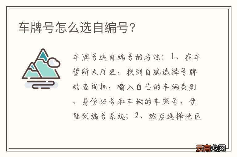 车牌号怎么选自编号?