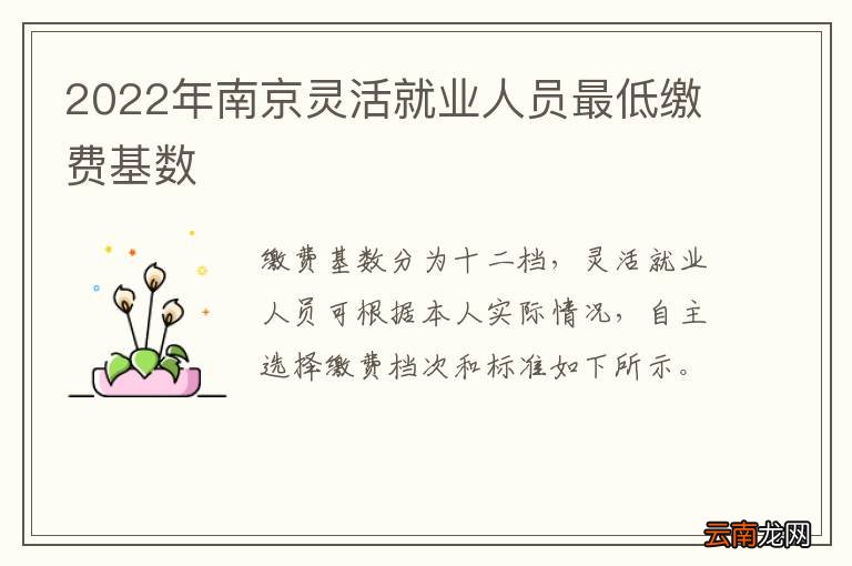 2022年南京灵活就业人员最低缴费基数