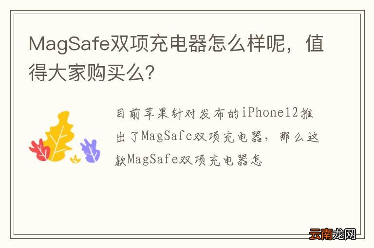 MagSafe双项充电器怎么样呢，值得大家购买么？