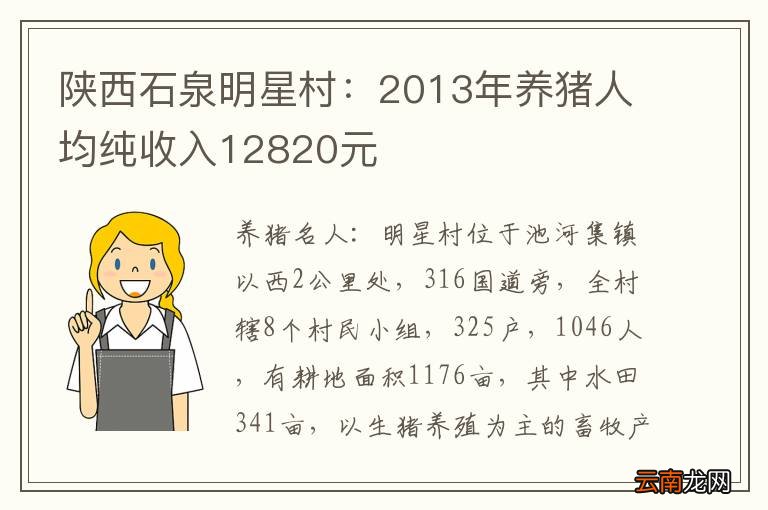 陕西石泉明星村：2013年养猪人均纯收入12820元