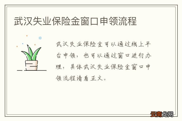 武汉失业保险金窗口申领流程