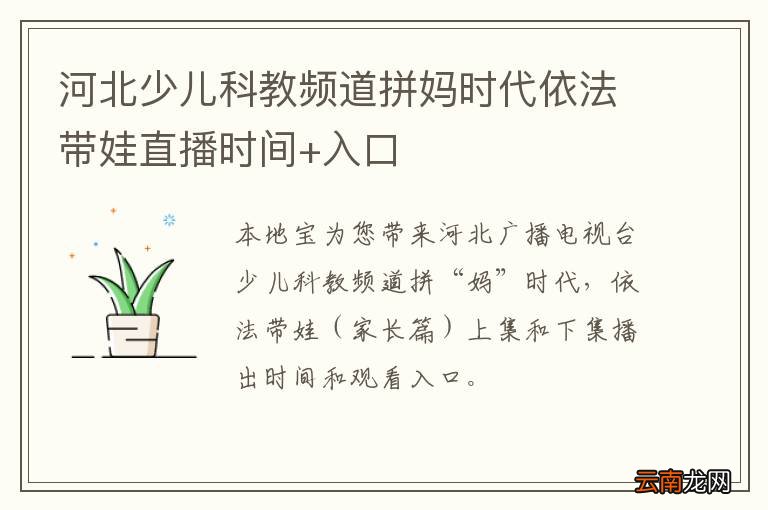 河北少儿科教频道拼妈时代依法带娃直播时间+入口