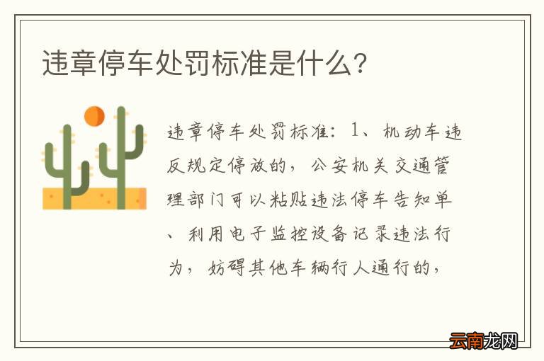 违章停车处罚标准是什么?