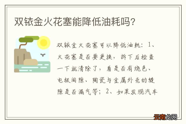 双铱金火花塞能降低油耗吗?