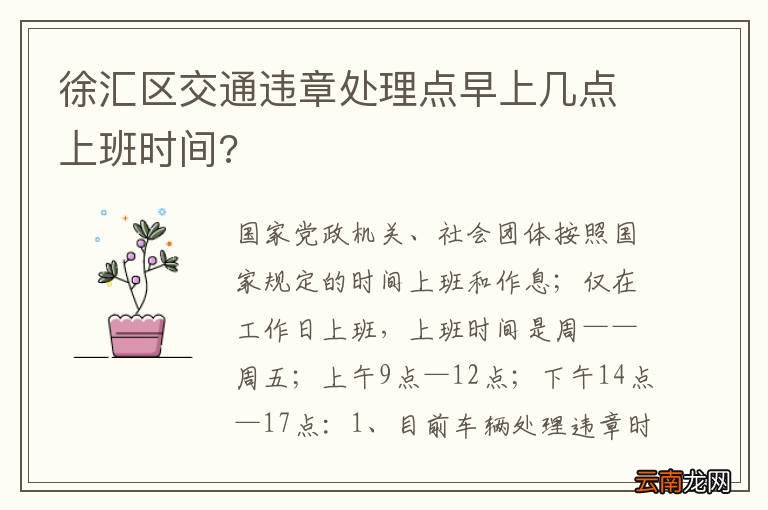 徐汇区交通违章处理点早上几点上班时间?