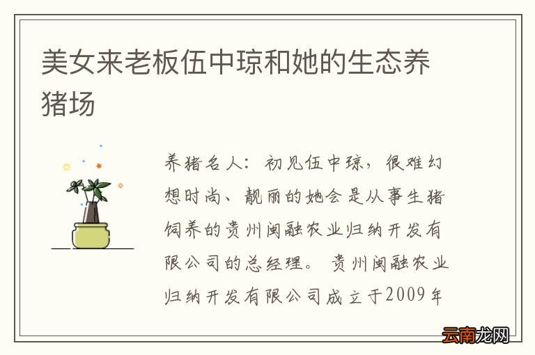 美女来老板伍中琼和她的生态养猪场