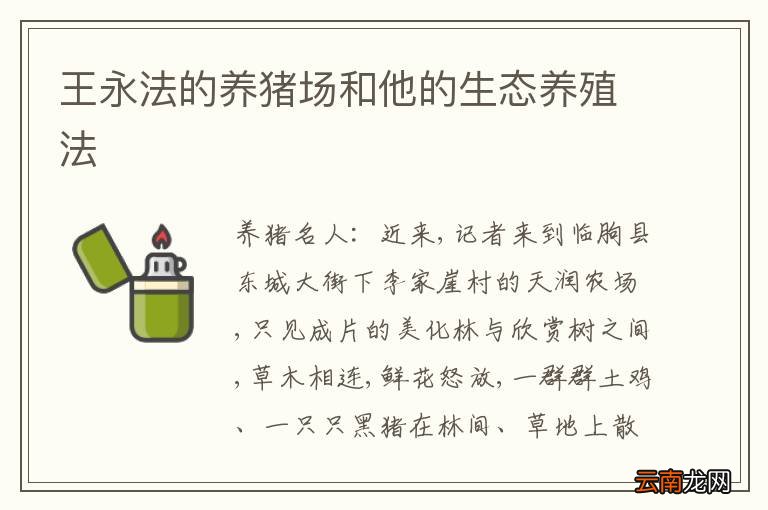 王永法的养猪场和他的生态养殖法