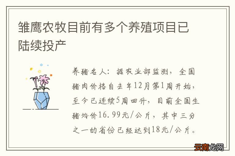雏鹰农牧目前有多个养殖项目已陆续投产