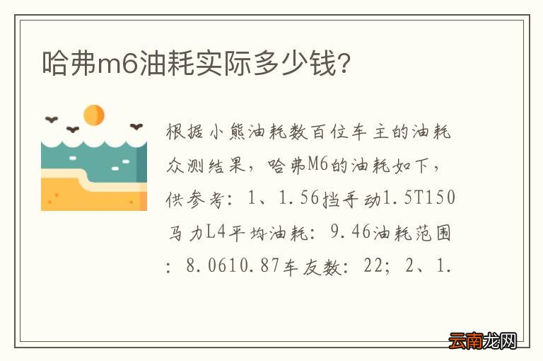 哈弗m6油耗实际多少钱?