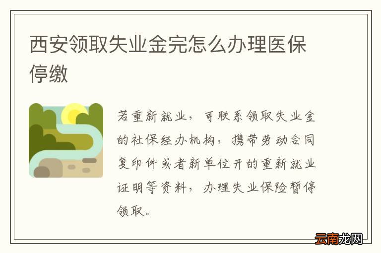 西安领取失业金完怎么办理医保停缴